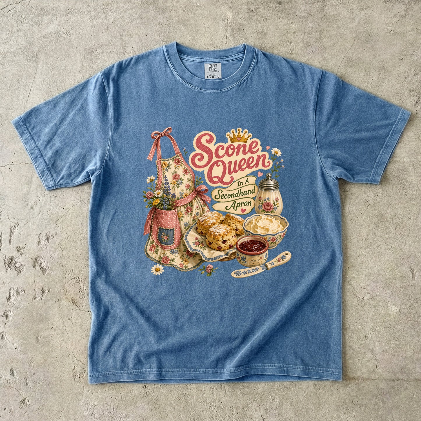 Scone Queen In A Secondhand Apron Vintage Tee | Grandmacore Baking Shirt | Gift for Home Bakers