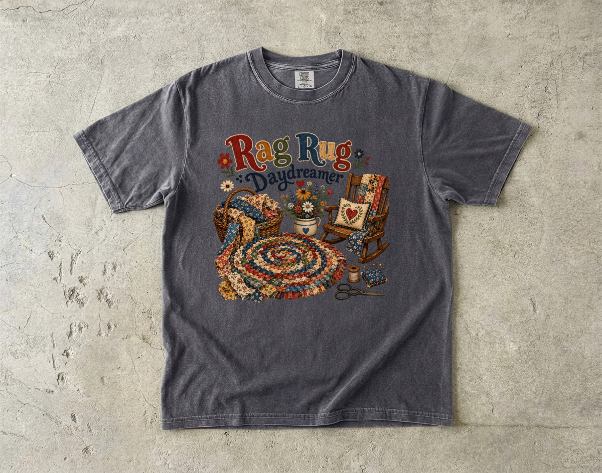 Rag Rug Daydreamer Vintage Tee | Grandmacore Braided Rug Shirt | Gift for Quilters