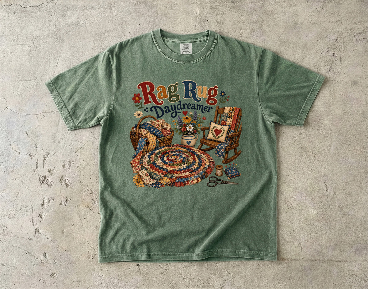 Rag Rug Daydreamer Vintage Tee | Grandmacore Braided Rug Shirt | Gift for Quilters