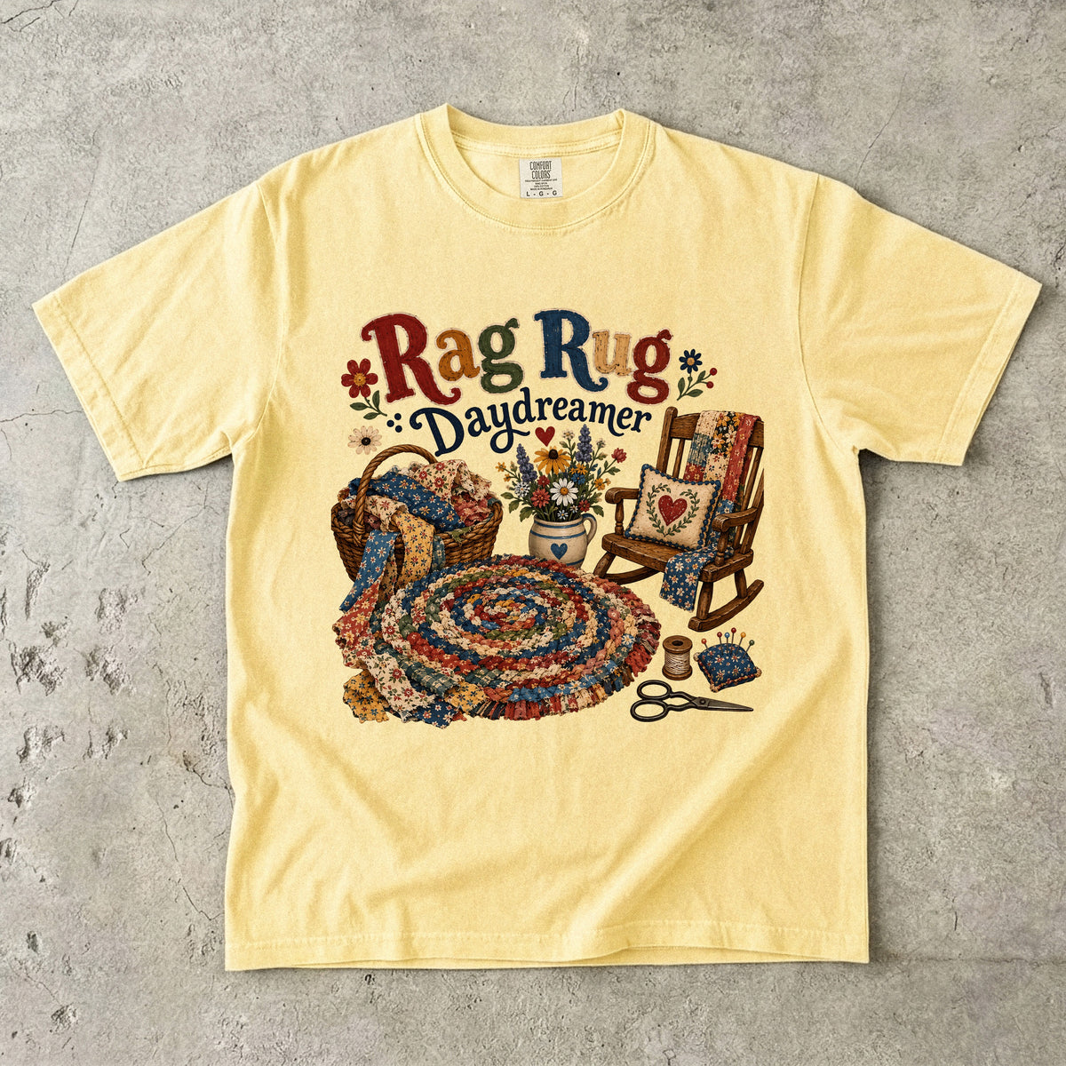 Rag Rug Daydreamer Vintage Tee | Grandmacore Braided Rug Shirt | Gift for Quilters