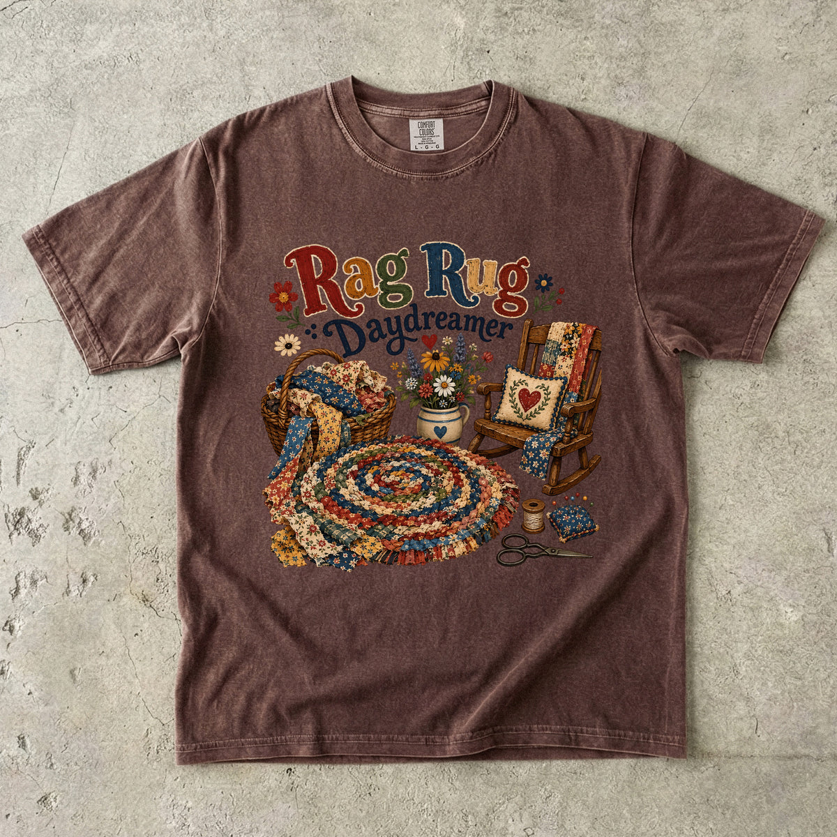 Rag Rug Daydreamer Vintage Tee | Grandmacore Braided Rug Shirt | Gift for Quilters