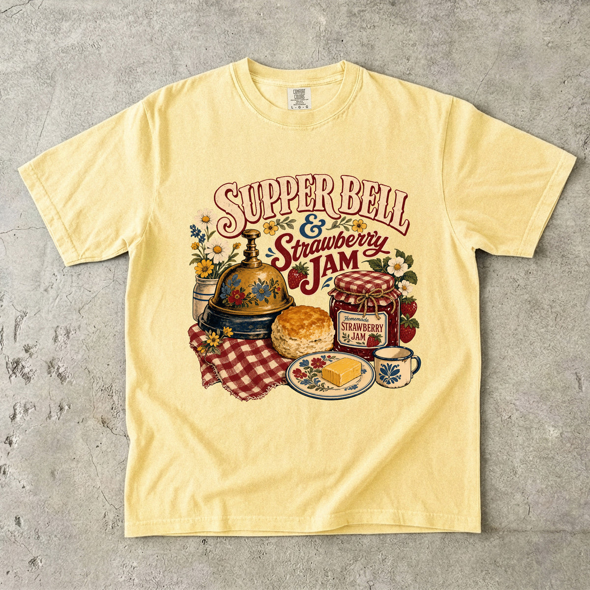 Supper Bell And Strawberry Jam Vintage Tee | Grandmacore Kitchen Shirt | Gift for Home Cooks