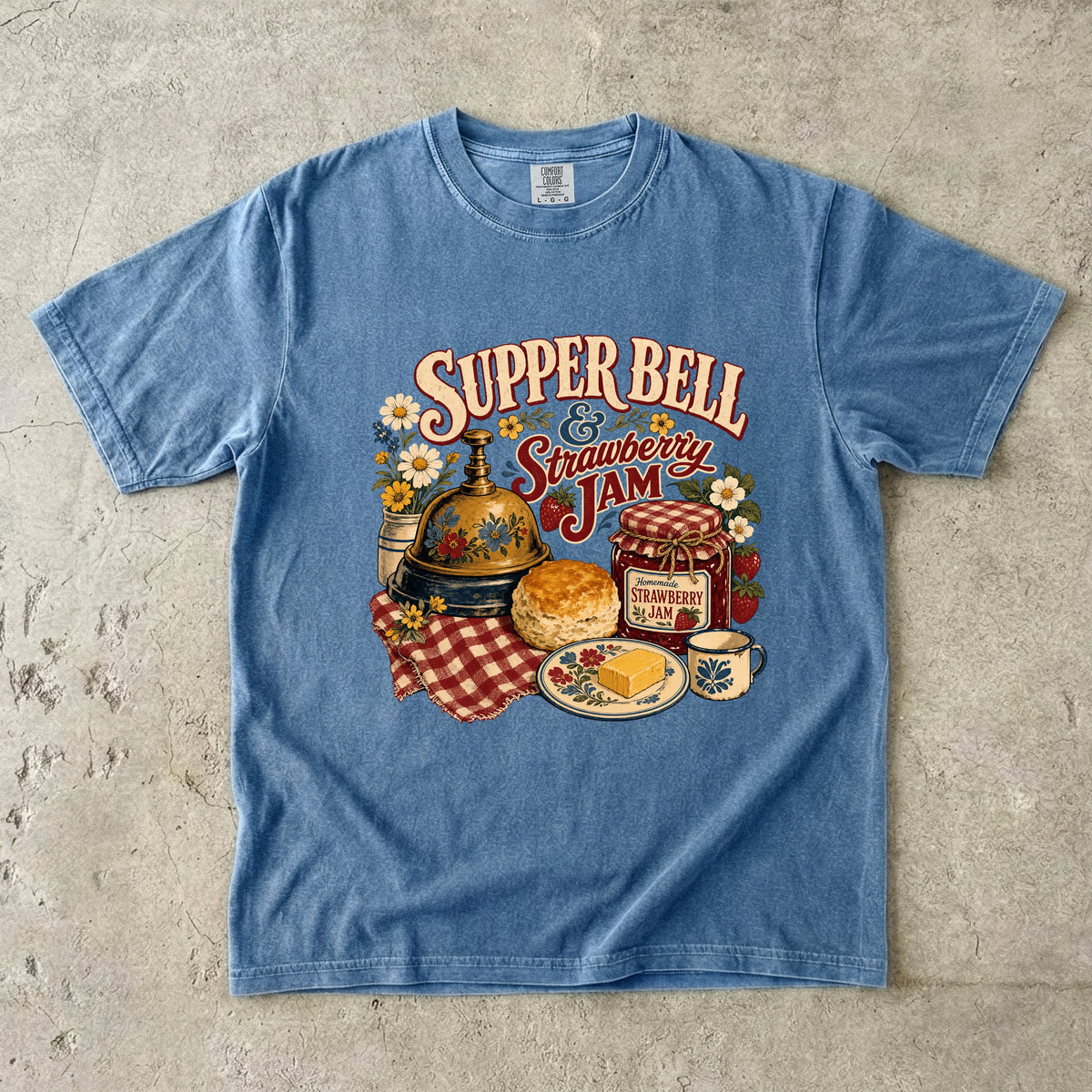 Supper Bell And Strawberry Jam Vintage Tee | Grandmacore Kitchen Shirt | Gift for Home Cooks