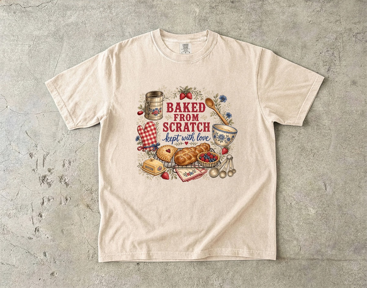 Baked From Scratch Kept With Love Vintage Tee | Farmhouse Baking Shirt | Gift for Bakers