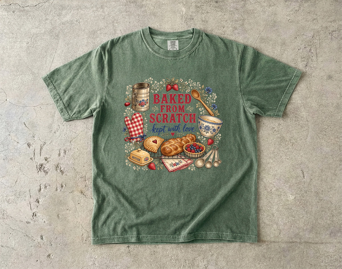 Baked From Scratch Kept With Love Vintage Tee | Farmhouse Baking Shirt | Gift for Bakers