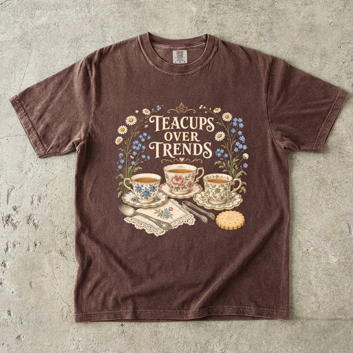 Teacups Over Trends Vintage Tee | China Lover Shirt | Gift for Tea Lovers