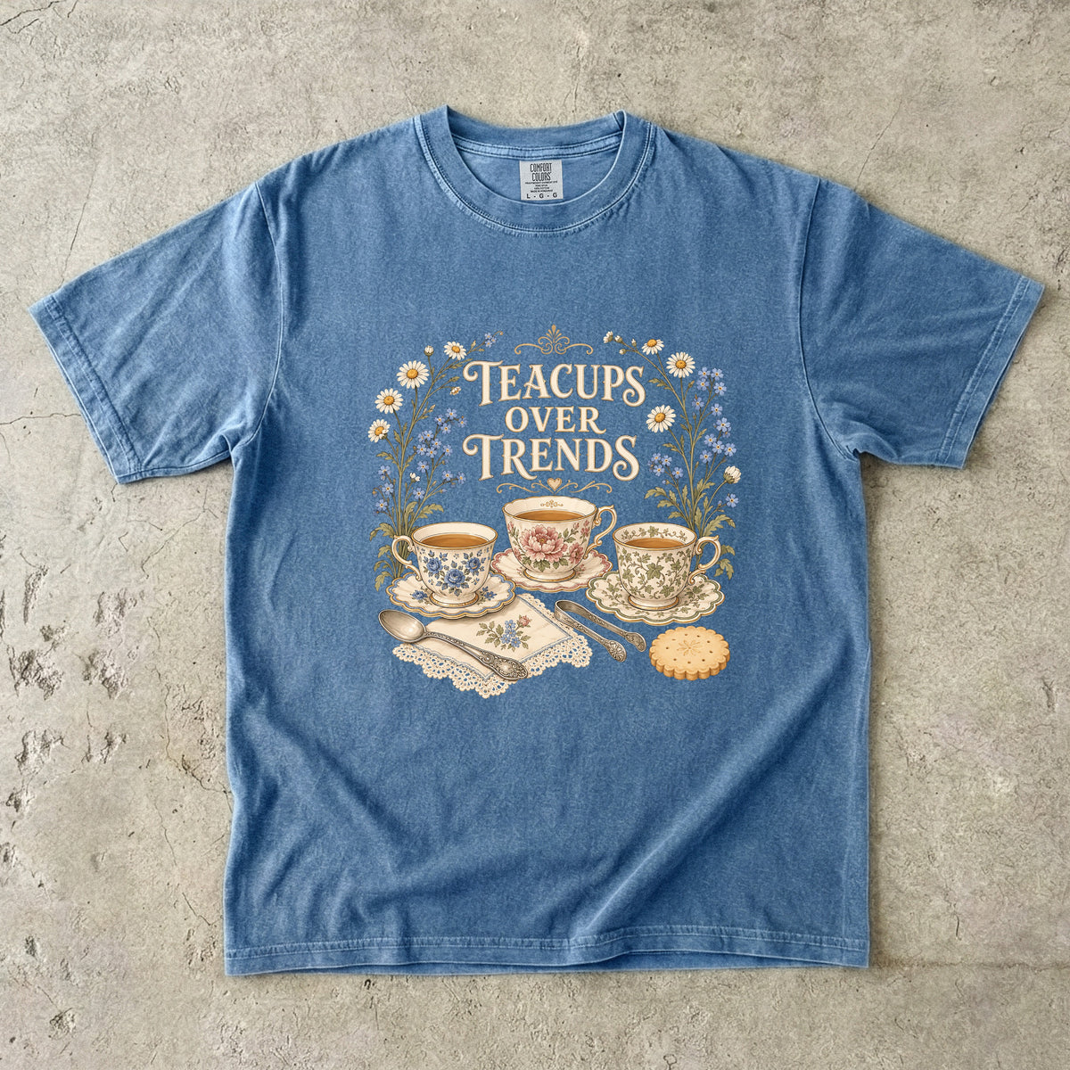 Teacups Over Trends Vintage Tee | China Lover Shirt | Gift for Tea Lovers