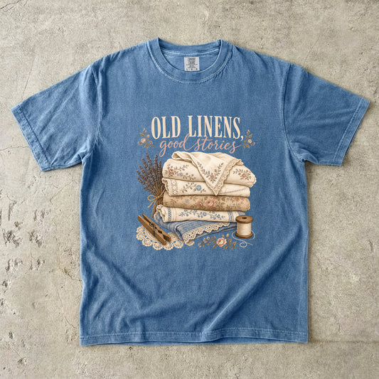 Old Linens Good Stories Vintage Tee | Vintage Linens Shirt | Gift for Thrifters