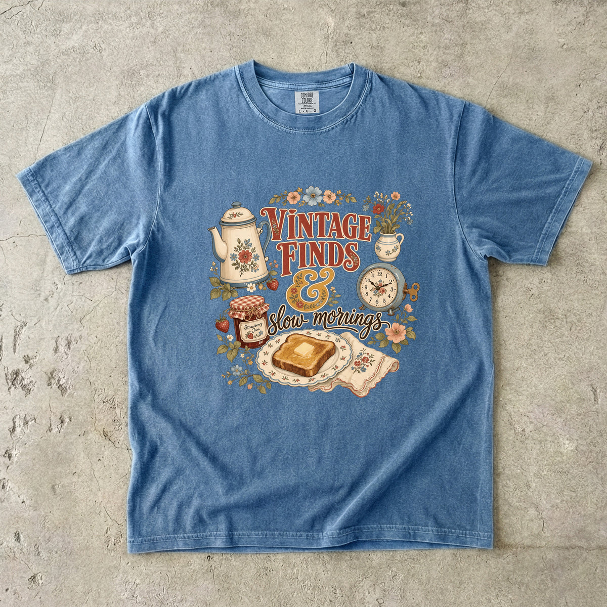 Vintage Finds and Slow Mornings Tee | Farmhouse Kitchen Shirt | Gift for Vintage Lovers