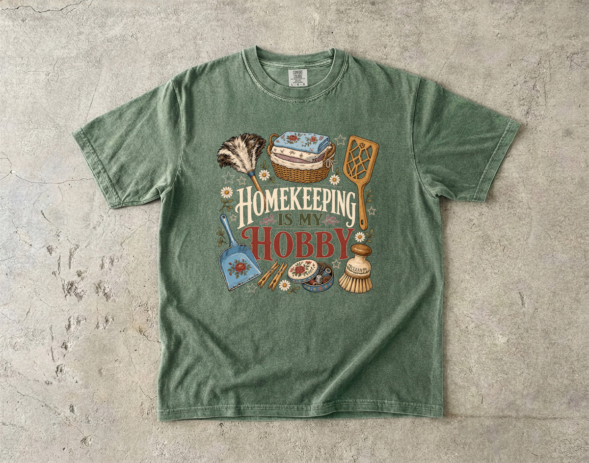 Homekeeping Is My Hobby Vintage Tee | Cottage Cleaning Shirt | Gift for Homemakers