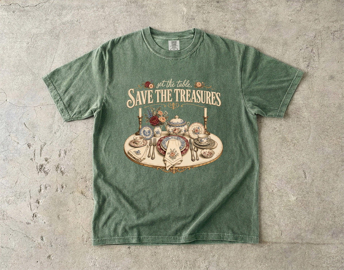 Set the Table Save the Treasures Vintage Tee | China Lover Shirt | Gift for Tablescapers