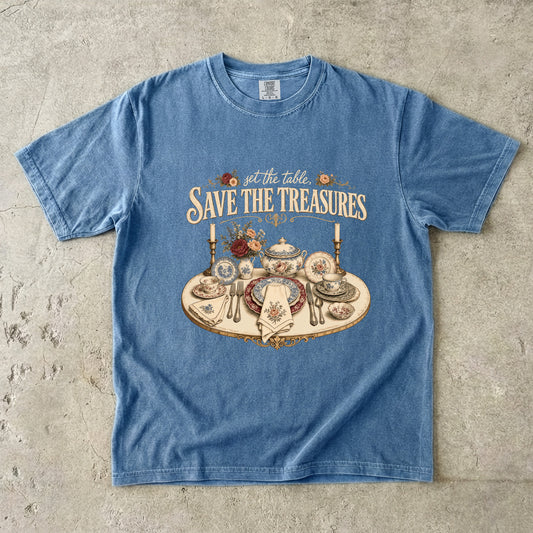 Set the Table Save the Treasures Vintage Tee | China Lover Shirt | Gift for Tablescapers
