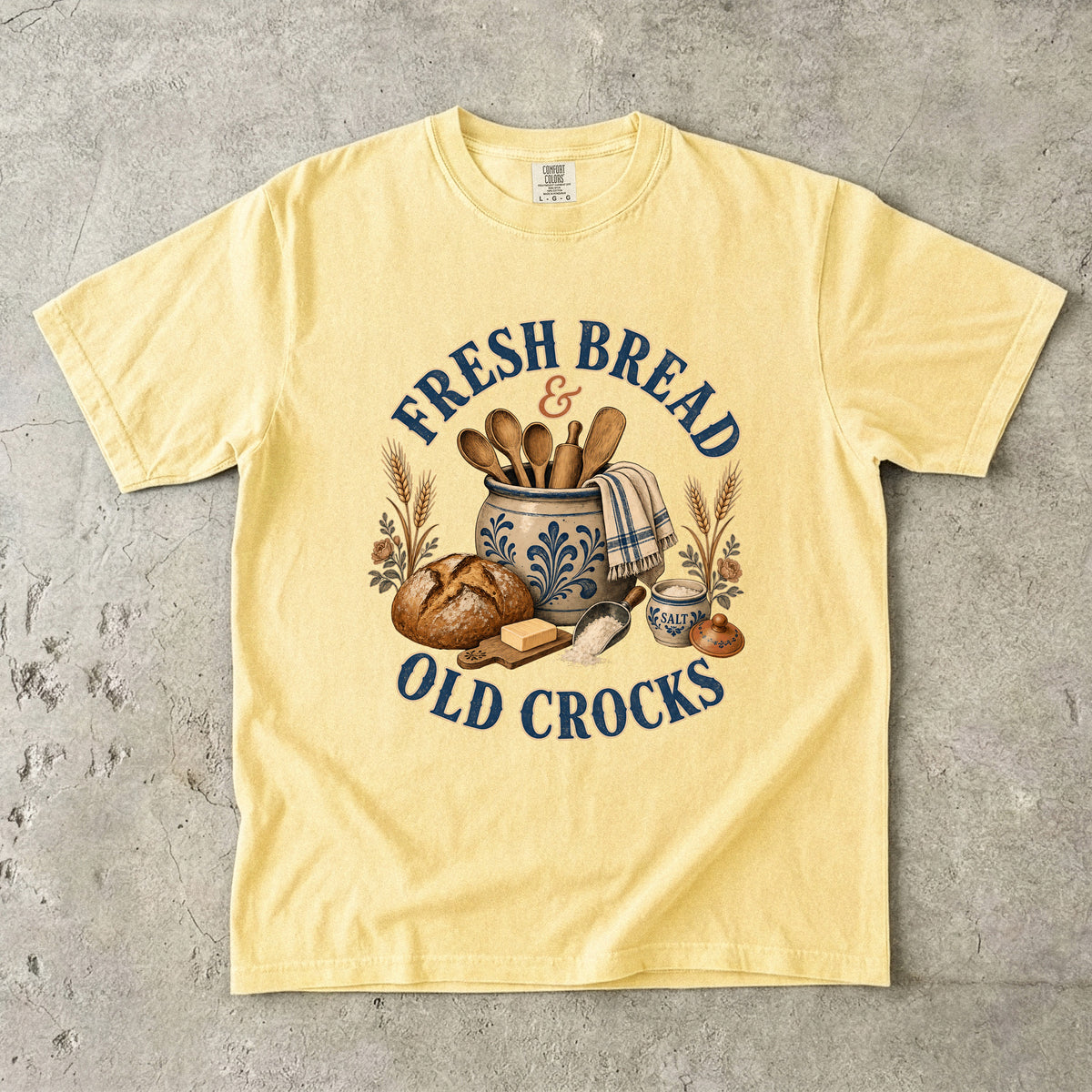 Fresh Bread and Old Crocks Vintage Tee | Farmhouse Baking Shirt | Gift for Bakers