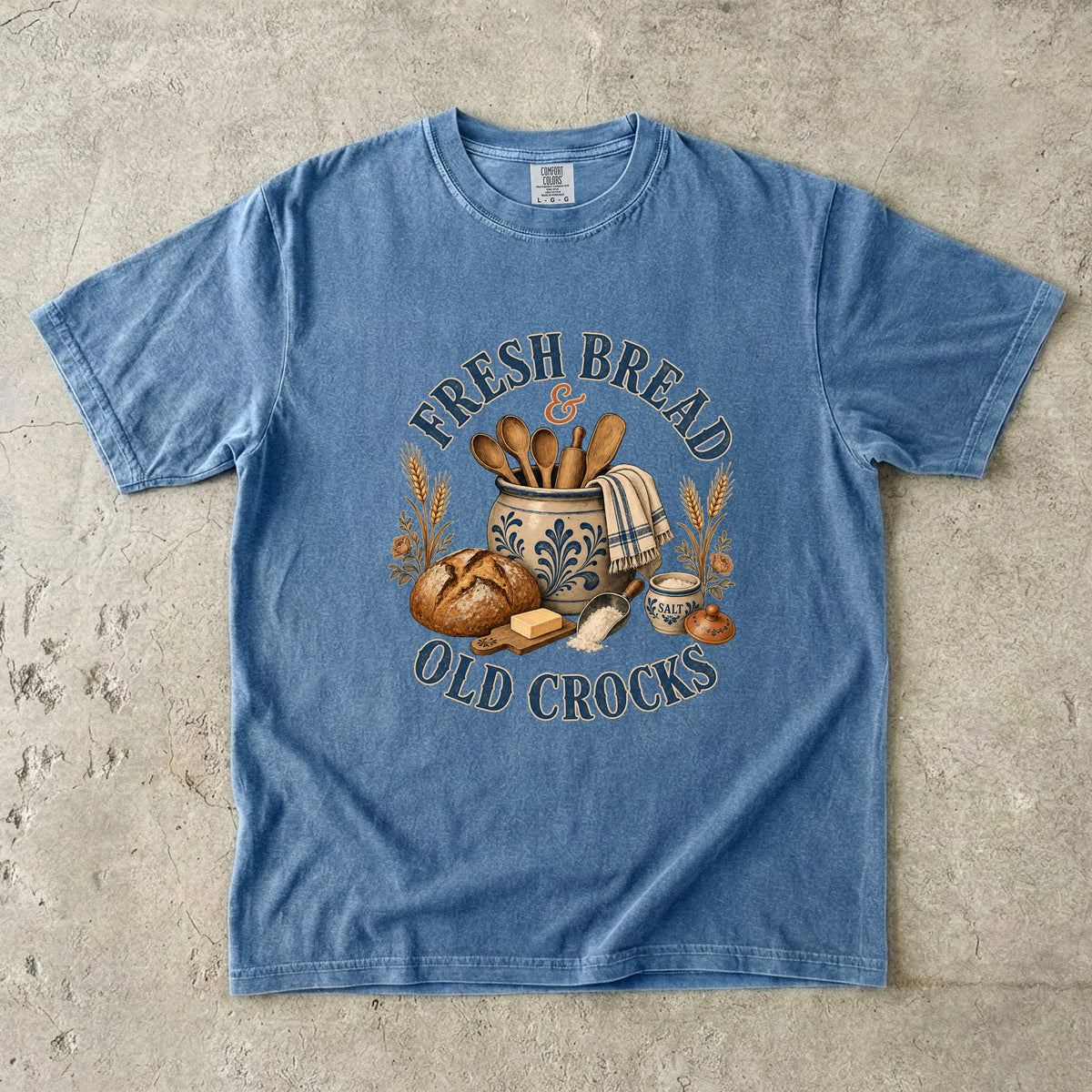 Fresh Bread and Old Crocks Vintage Tee | Farmhouse Baking Shirt | Gift for Bakers