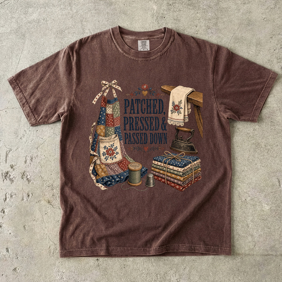 Patched, Pressed and Passed Down Vintage Tee | Sewing Shirt | Gift for Quilters
