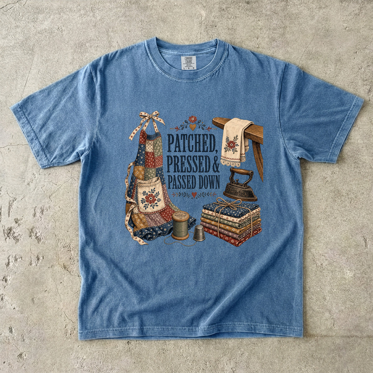 Patched, Pressed and Passed Down Vintage Tee | Sewing Shirt | Gift for Quilters