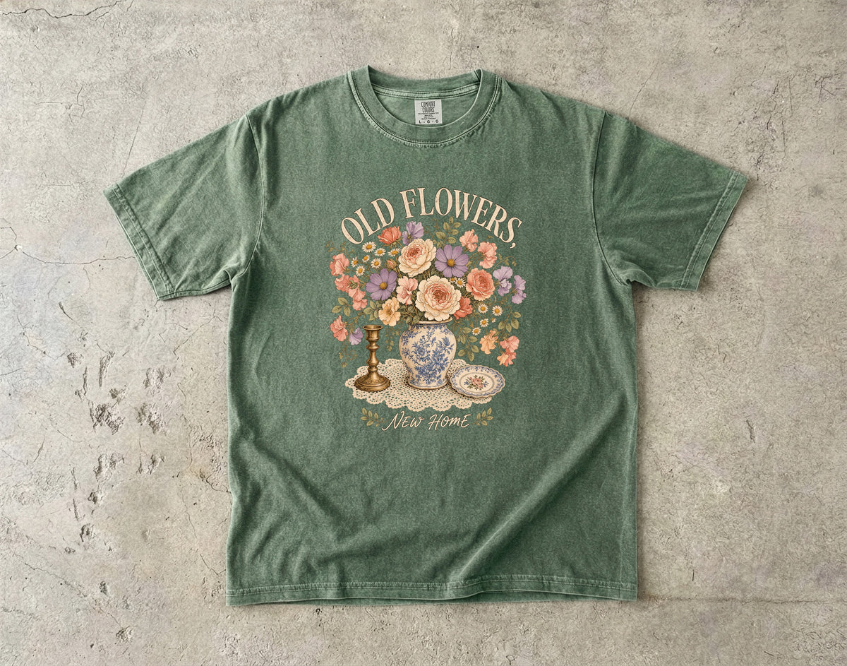 Old Flowers New Home Vintage Tee | Thrifted Decor Shirt | Gift for Home Decorators