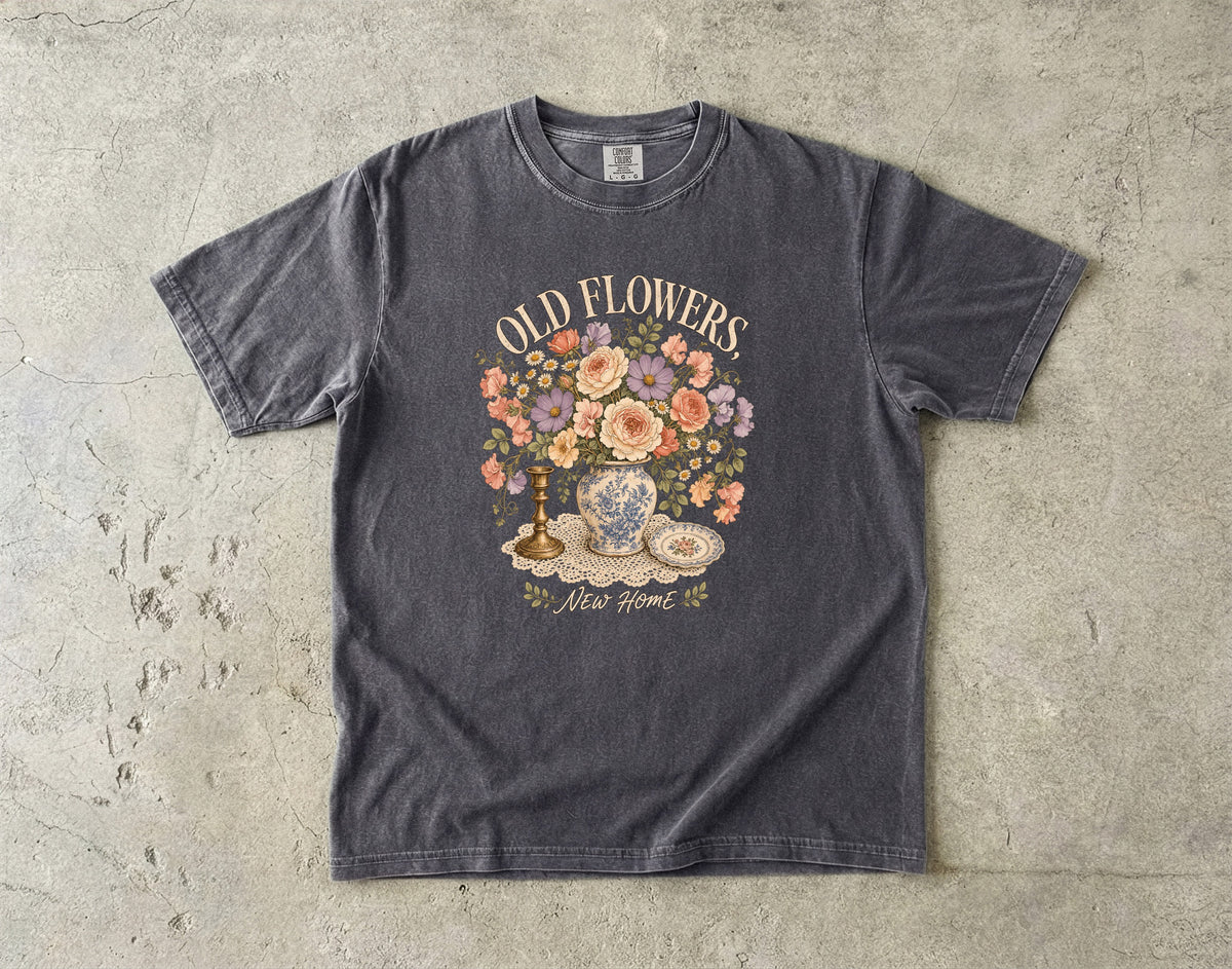 Old Flowers New Home Vintage Tee | Thrifted Decor Shirt | Gift for Home Decorators