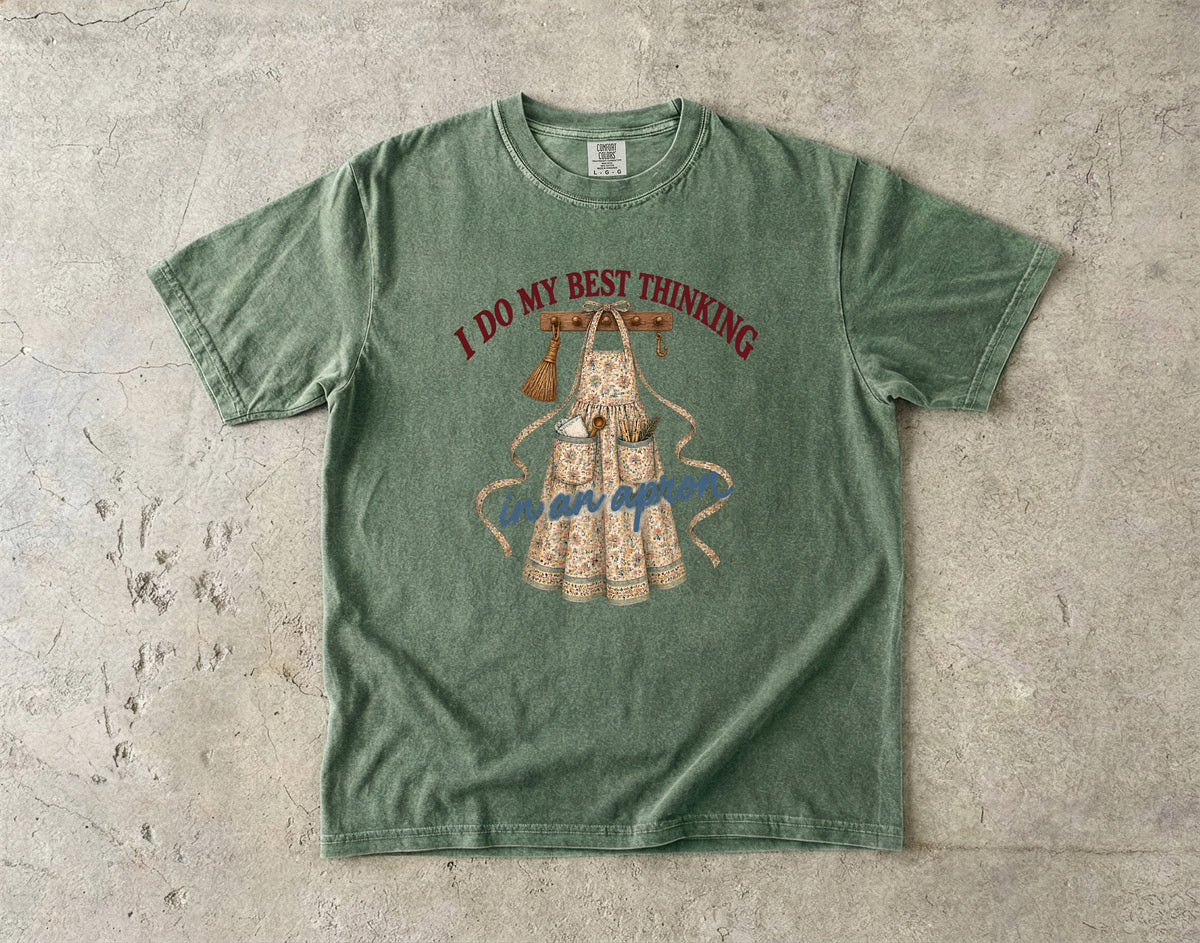 I Do My Best Thinking in an Apron Vintage Tee | Farmhouse Kitchen Shirt | Gift for Home Cooks