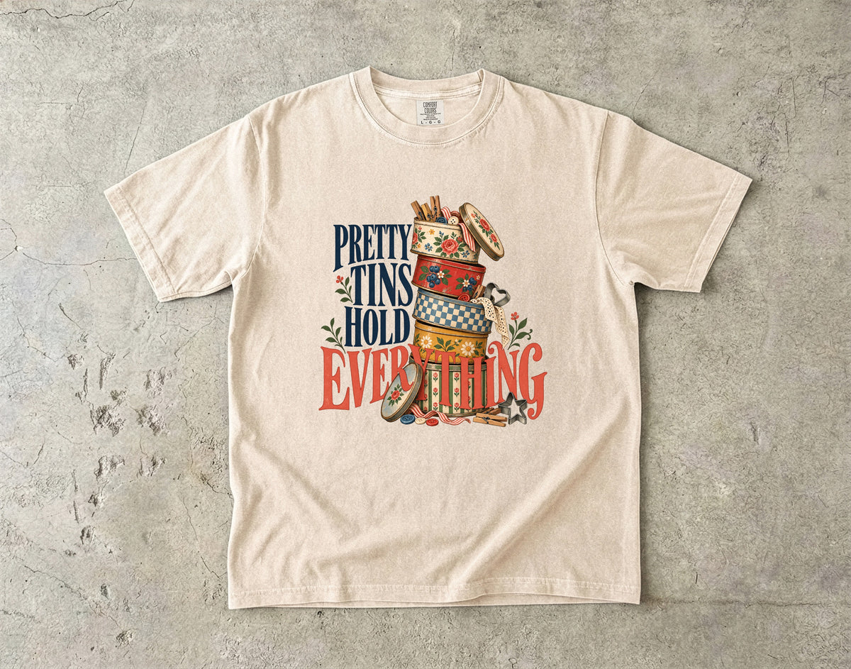 Pretty Tins Hold Everything Vintage Tee | Vintage Tin Collector Shirt | Gift for Collectors