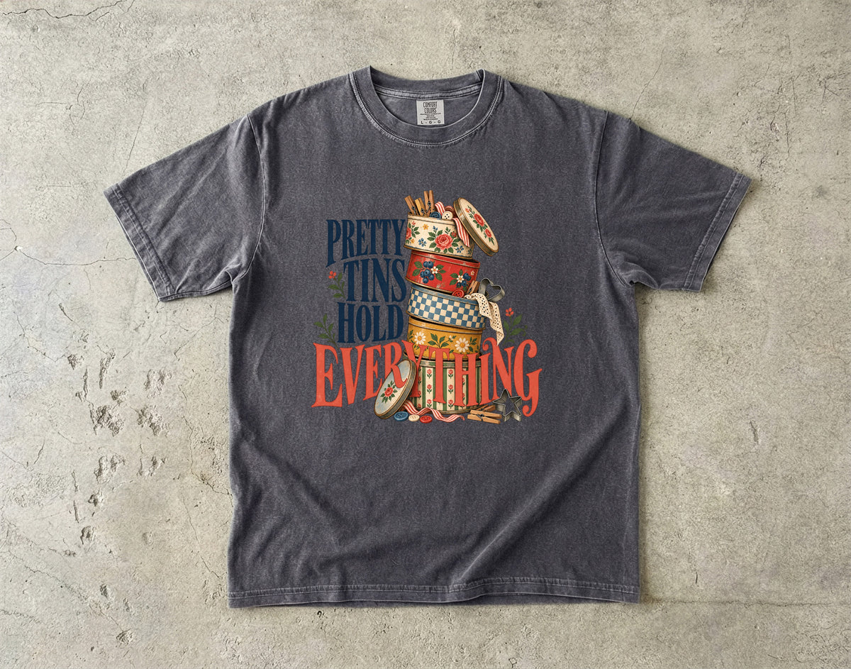 Pretty Tins Hold Everything Vintage Tee | Vintage Tin Collector Shirt | Gift for Collectors