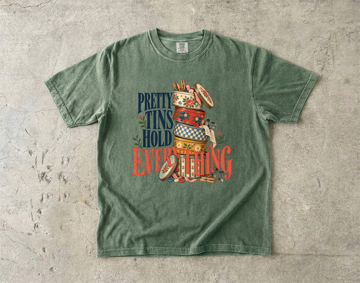 Pretty Tins Hold Everything Vintage Tee | Vintage Tin Collector Shirt | Gift for Collectors