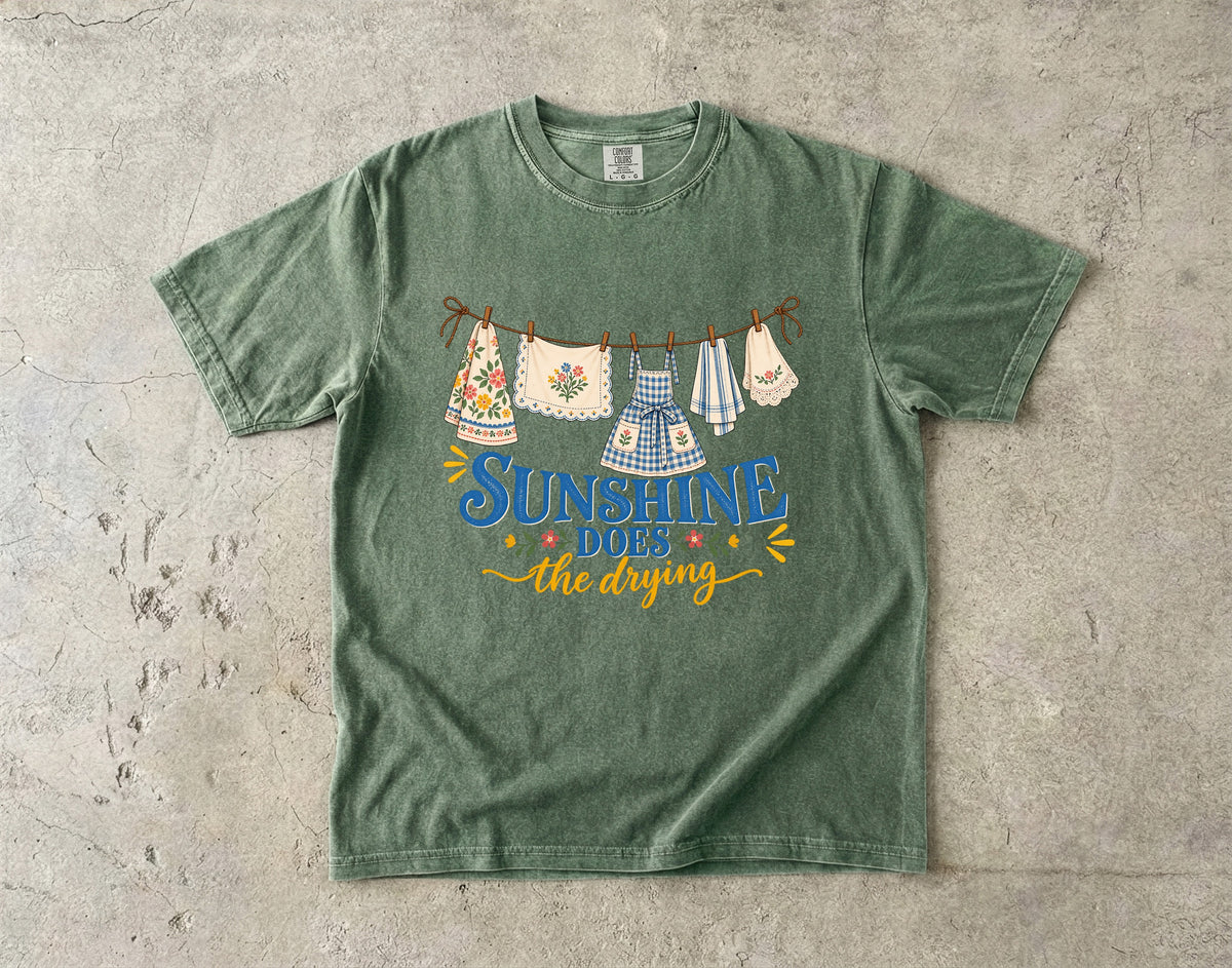 Sunshine Does the Drying Vintage Tee | Clothesline Linens Shirt | Gift for Homemakers