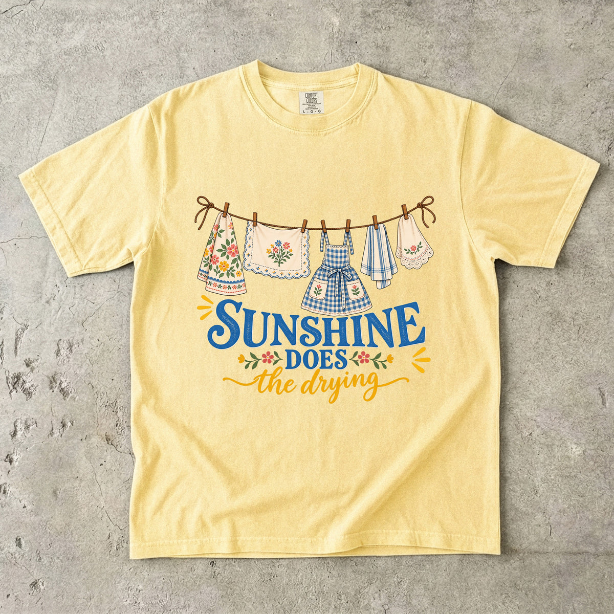 Sunshine Does the Drying Vintage Tee | Clothesline Linens Shirt | Gift for Homemakers