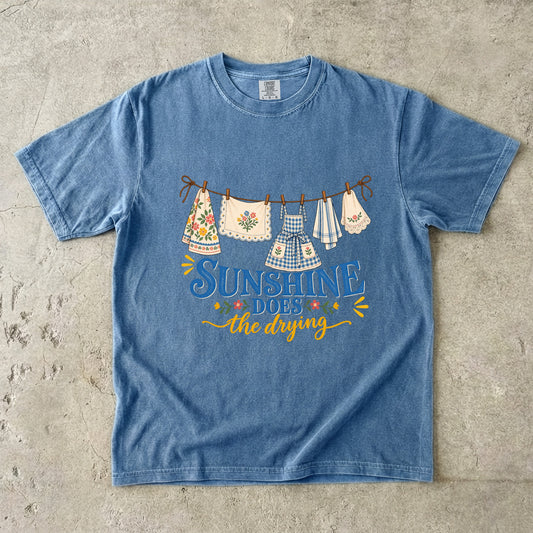 Sunshine Does the Drying Vintage Tee | Clothesline Linens Shirt | Gift for Homemakers