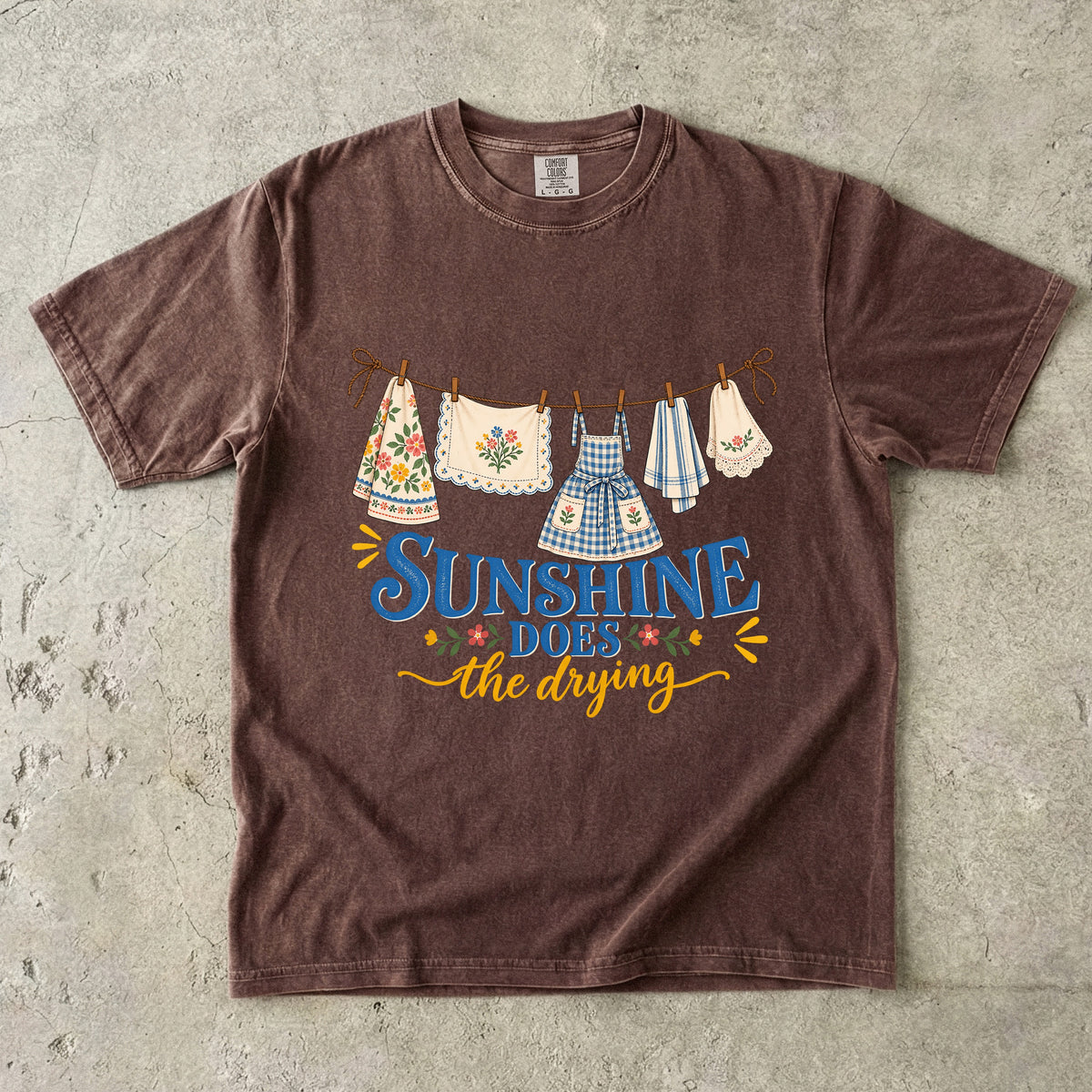 Sunshine Does the Drying Vintage Tee | Clothesline Linens Shirt | Gift for Homemakers