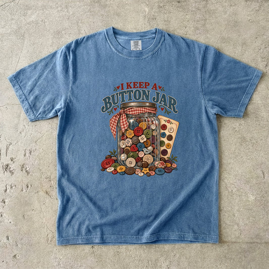 I Keep a Button Jar Vintage Tee | Sewing Shirt | Gift for Sewers and Button Collectors