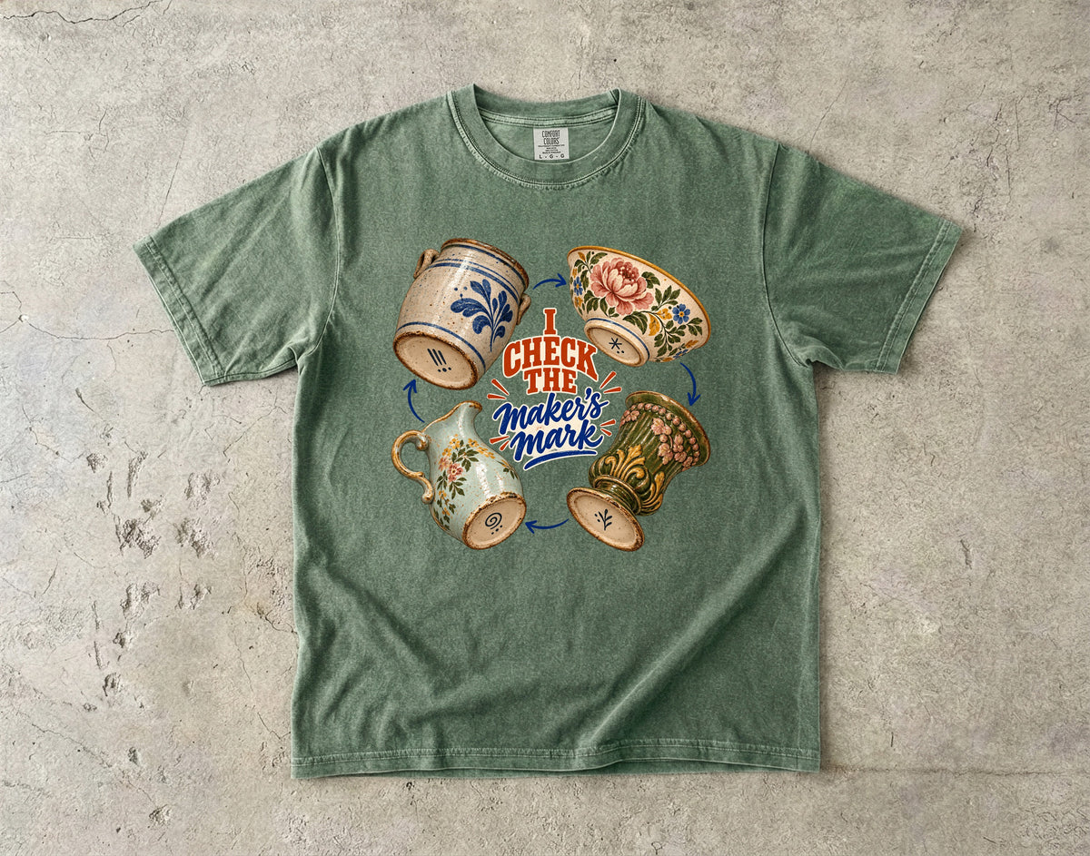 I Check the Maker's Mark Vintage Tee | Pottery Collector Shirt | Gift for Antique Lovers