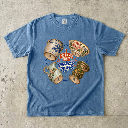 I Check the Maker's Mark Vintage Tee | Pottery Collector Shirt | Gift for Antique Lovers