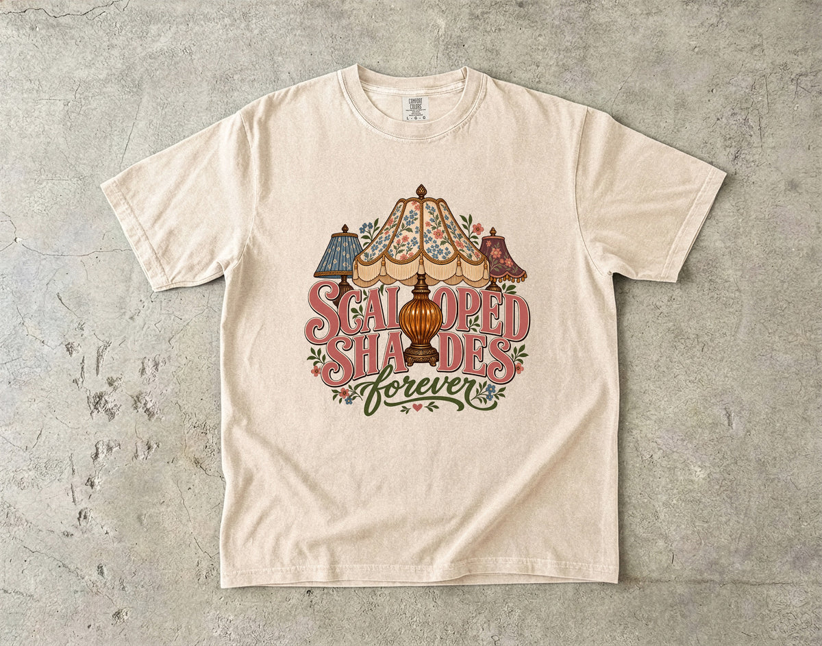 Scalloped Shades Forever Vintage Tee | Vintage Lamp Shade Shirt | Gift for Vintage Decor Lovers