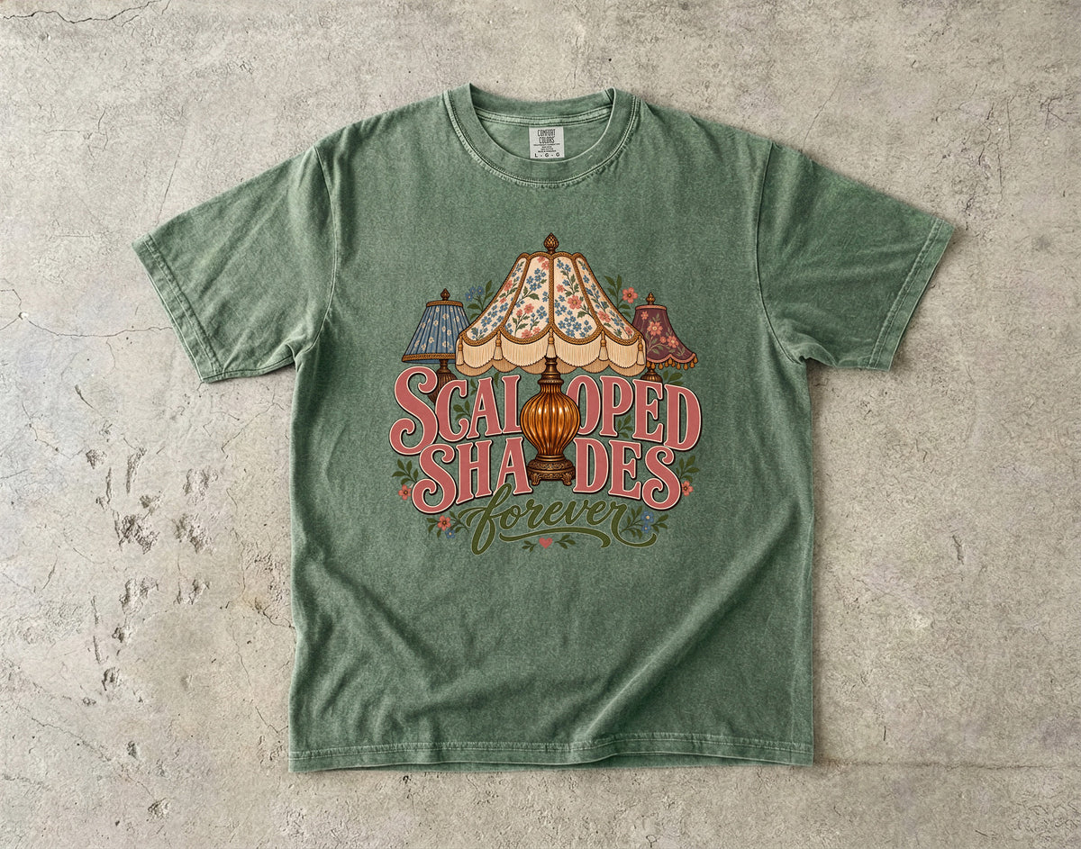 Scalloped Shades Forever Vintage Tee | Vintage Lamp Shade Shirt | Gift for Vintage Decor Lovers