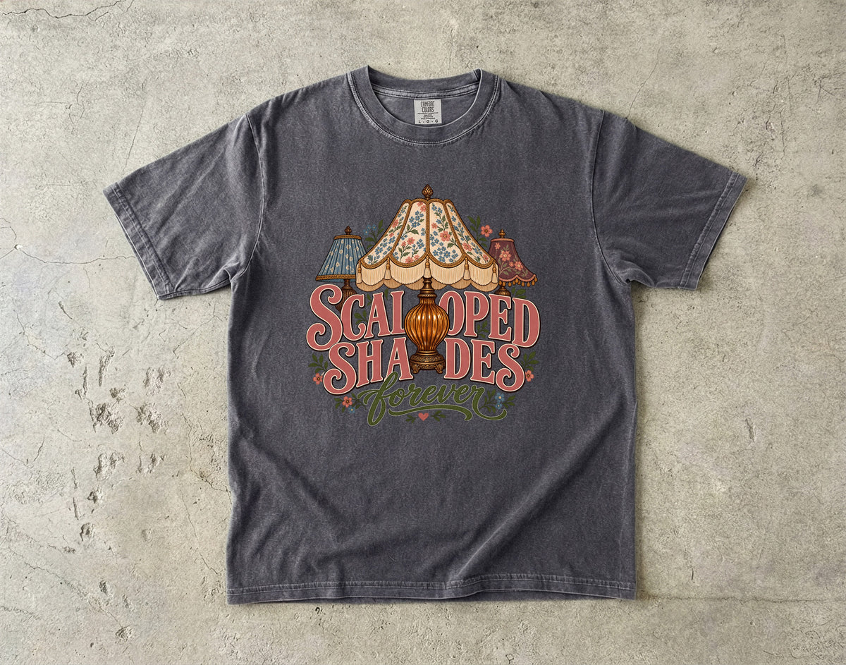 Scalloped Shades Forever Vintage Tee | Vintage Lamp Shade Shirt | Gift for Vintage Decor Lovers
