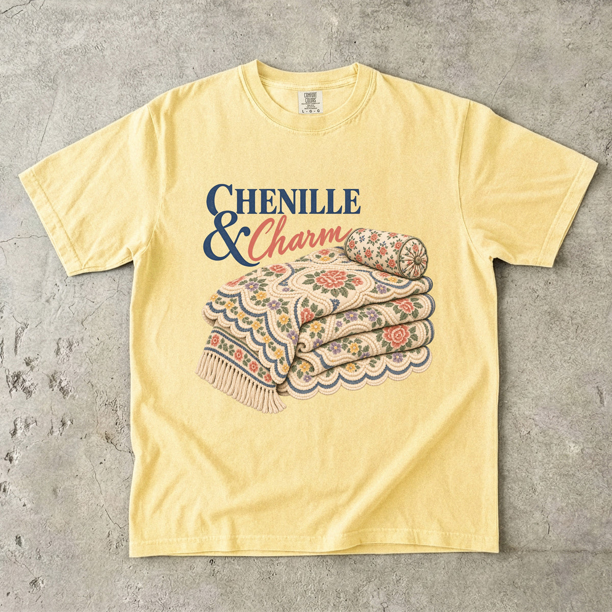 Chenille and Charm Vintage Tee | Vintage Chenille Bedspread Shirt | Gift for Vintage Decor Lovers