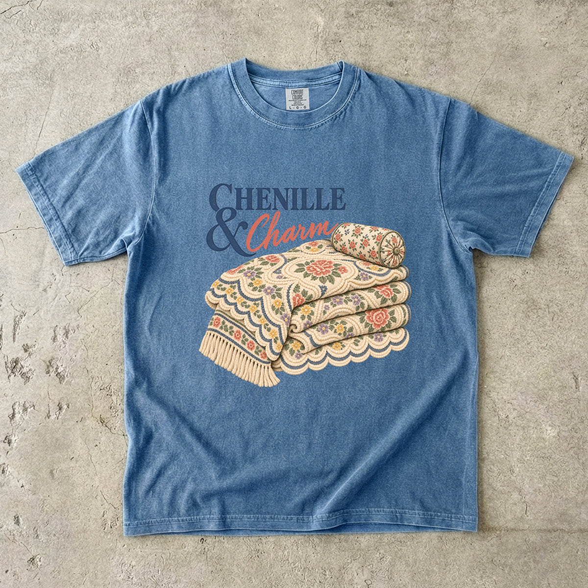 Chenille and Charm Vintage Tee | Vintage Chenille Bedspread Shirt | Gift for Vintage Decor Lovers