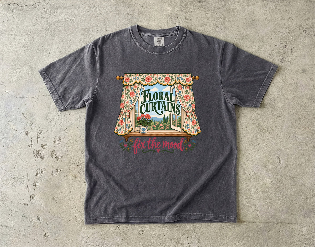 Floral Curtains Fix the Mood Vintage Tee | Vintage Curtains Shirt | Gift for Vintage Home Lovers