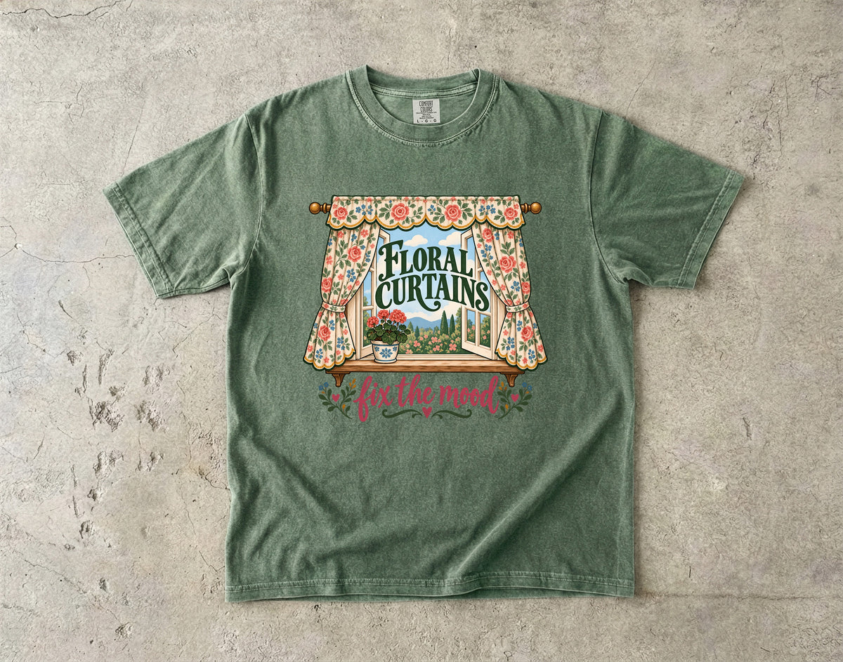 Floral Curtains Fix the Mood Vintage Tee | Vintage Curtains Shirt | Gift for Vintage Home Lovers