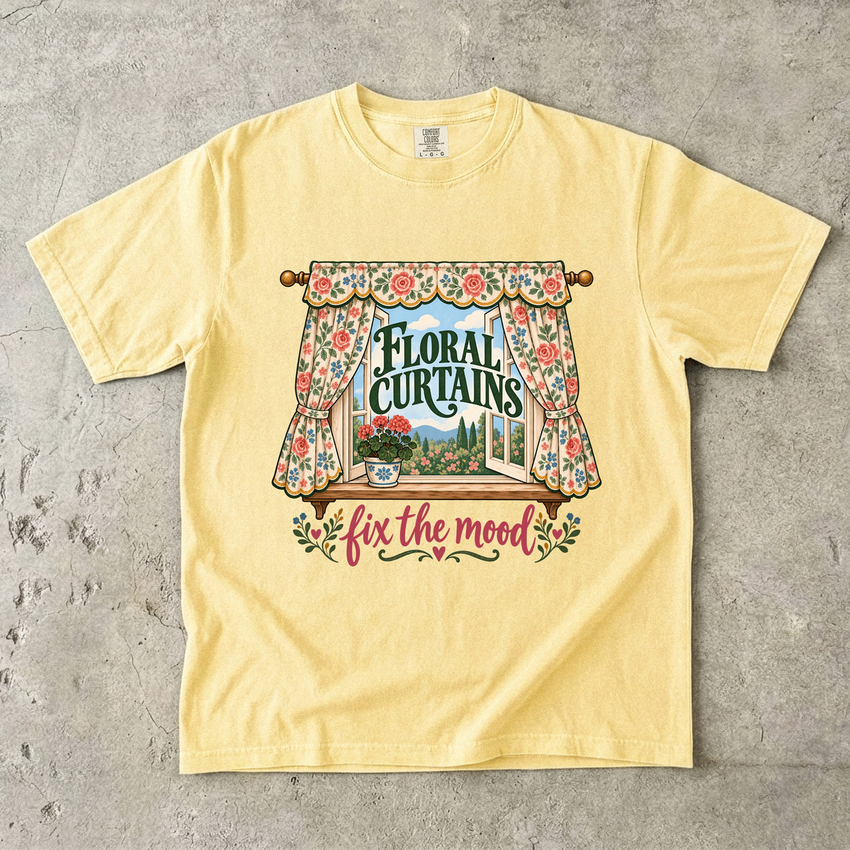 Floral Curtains Fix the Mood Vintage Tee | Vintage Curtains Shirt | Gift for Vintage Home Lovers