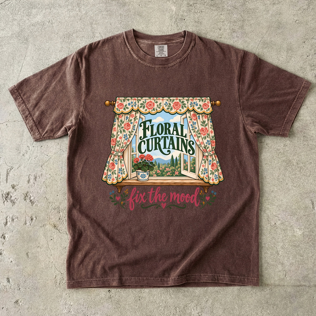 Floral Curtains Fix the Mood Vintage Tee | Vintage Curtains Shirt | Gift for Vintage Home Lovers