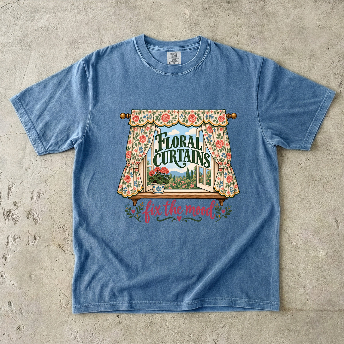 Floral Curtains Fix the Mood Vintage Tee | Vintage Curtains Shirt | Gift for Vintage Home Lovers