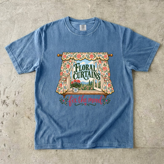 Floral Curtains Fix the Mood Vintage Tee | Vintage Curtains Shirt | Gift for Vintage Home Lovers