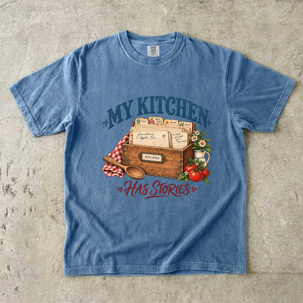 My Kitchen Has Stories Vintage Tee | Recipe Box Shirt | Gift for Bakers & Grandmacore Lovers