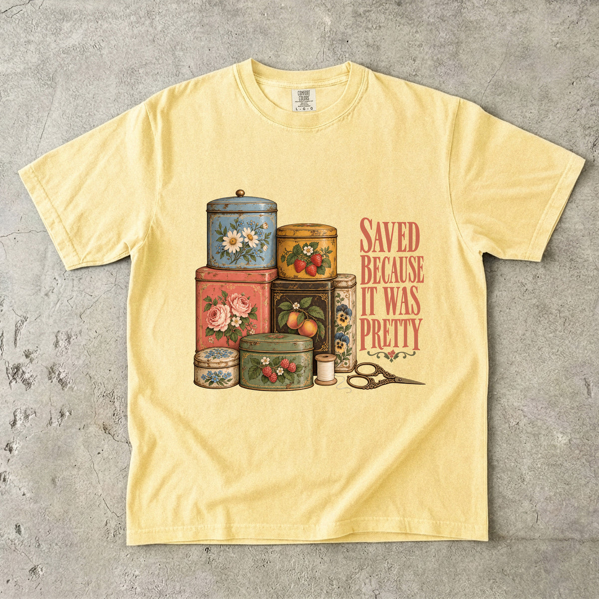 Saved Because It Was Pretty Vintage Tee | Floral Tin Collection Shirt | Gift for Collectors & Grandmacore Lovers