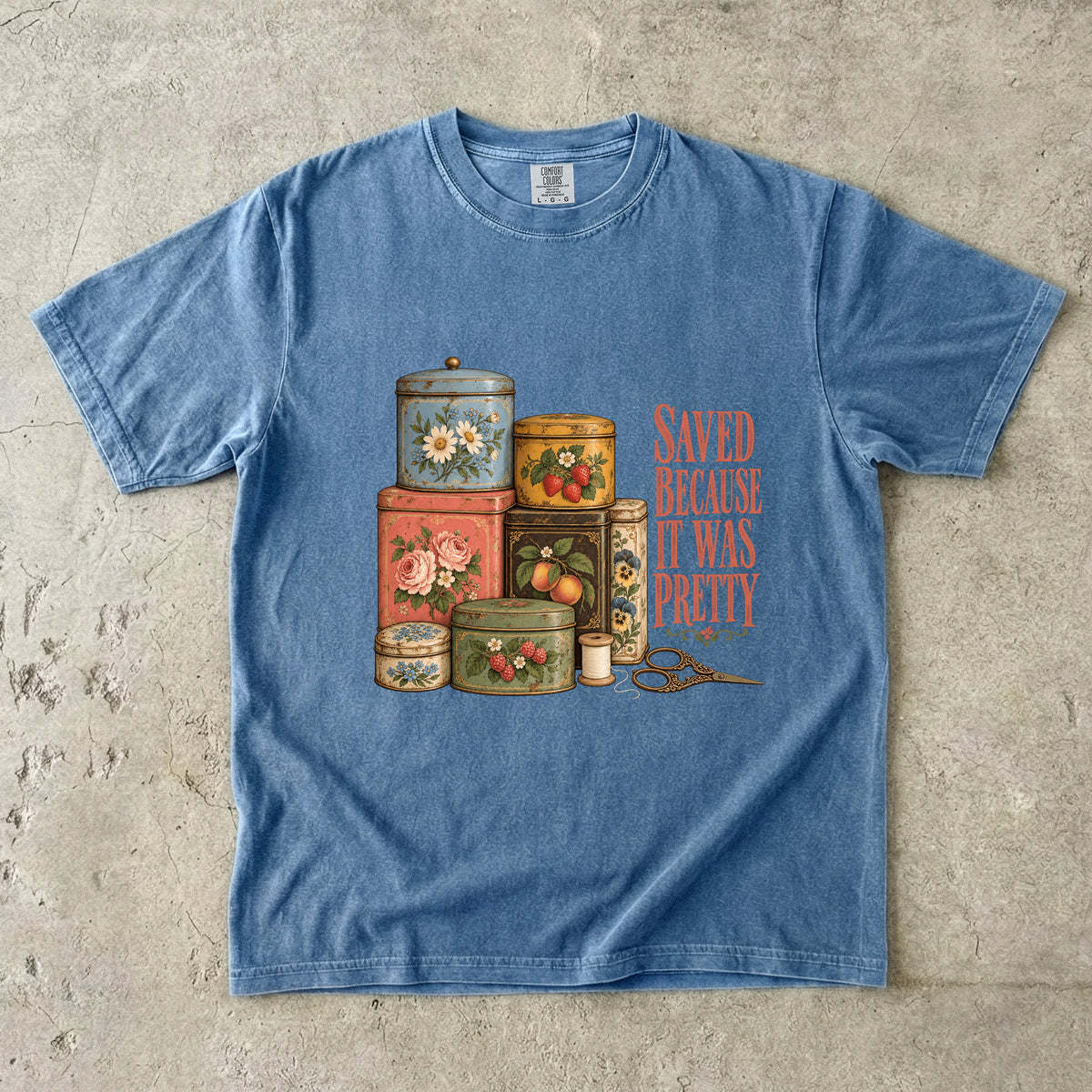 Saved Because It Was Pretty Vintage Tee | Floral Tin Collection Shirt | Gift for Collectors & Grandmacore Lovers
