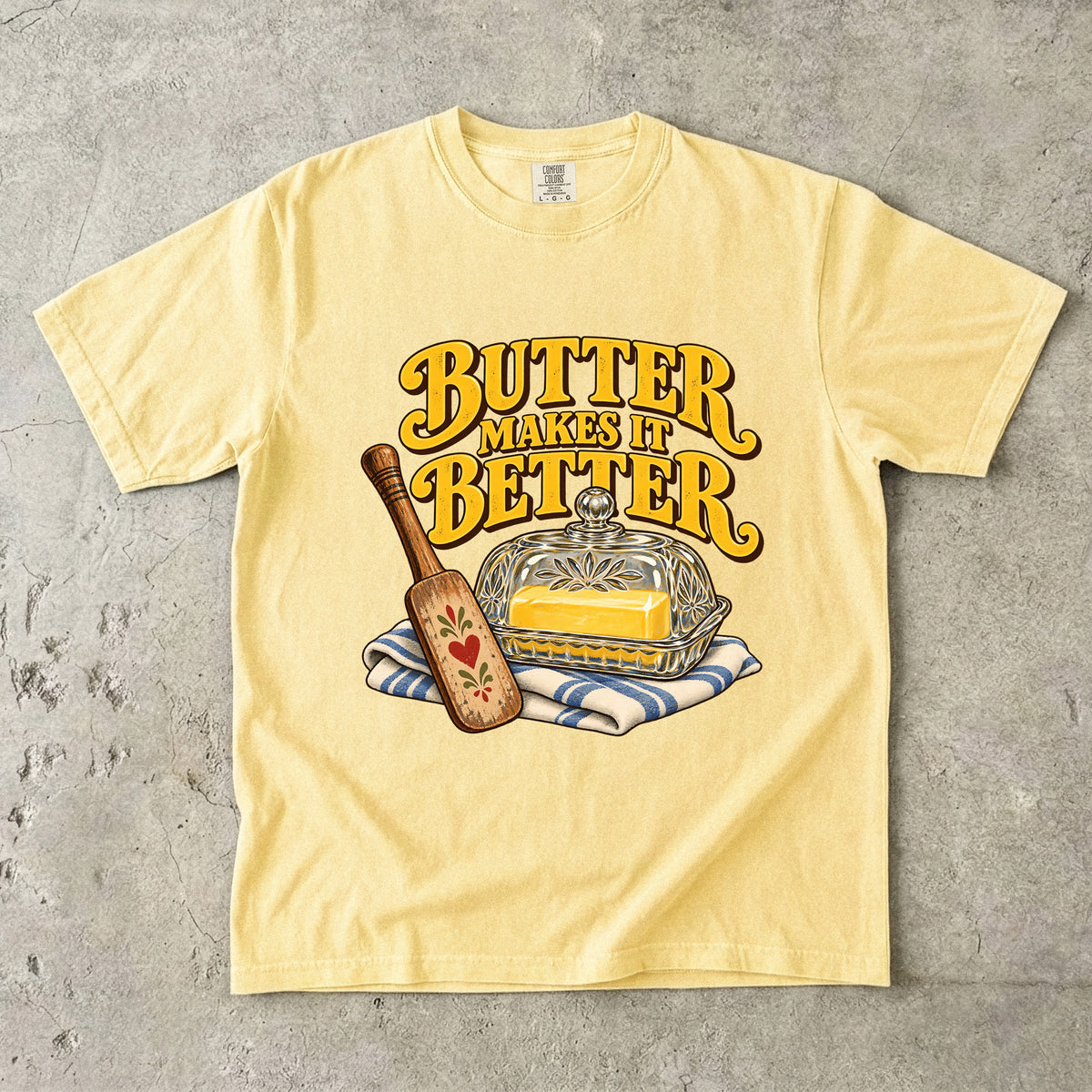 Butter Makes It Better Vintage Tee | Glass Butter Dish Shirt | Gift for Bakers & Grandmacore Lovers