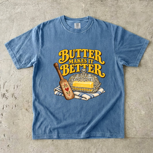 Butter Makes It Better Vintage Tee | Glass Butter Dish Shirt | Gift for Bakers & Grandmacore Lovers