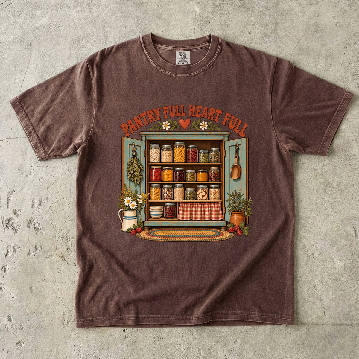 Pantry Full Heart Full Vintage Tee | Farmhouse Pantry Cupboard Shirt | Gift for Canners & Grandmacore Lovers